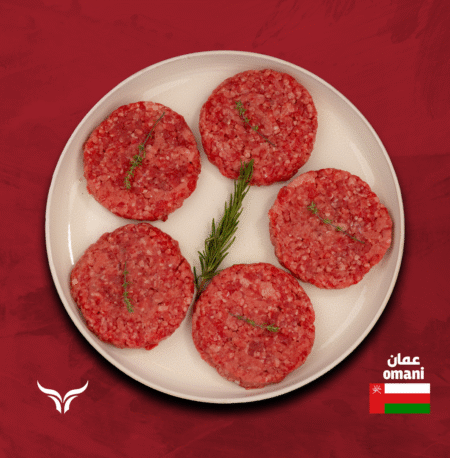 برجر لحم جمل عُماني ١٢٥ جم × ٤ أقراص – Omani Camel Burger 125g x 4 patties